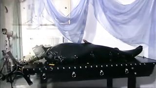Male Rubber Slave Encased in Inflatable Bag Enjoys Dick Treatment his Latex Mistress - Part 1