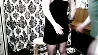 A young Master teaches obedience to a mature busty Lady