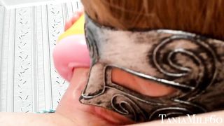 Stepmom helps her stepson to cum with fleshlight and swallows sperm