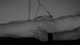 bound and milked to handsfree orgasm. e-stim cumshot edging