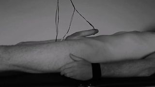 bound and milked to handsfree orgasm. e-stim cumshot edging