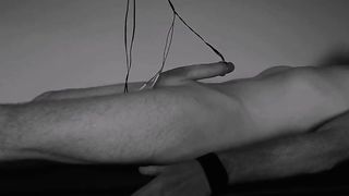 bound and milked to handsfree orgasm. e-stim cumshot edging