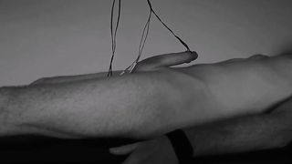 bound and milked to handsfree orgasm. e-stim cumshot edging