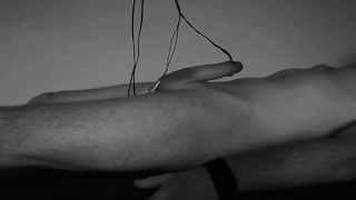bound and milked to handsfree orgasm. e-stim cumshot edging