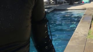 British Weatherwoman Brellina Latex Catsuit Experiment Pt 2