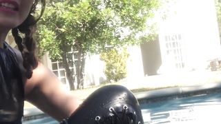 British Weatherwoman Brellina Latex Catsuit Experiment Pt 2