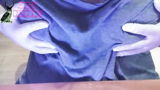 Girl with Medicinal Gloves Plays with her Tits