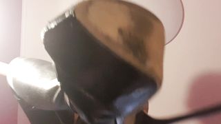 Mistress in Latex do Jerk off Instruction and Play with her Slave