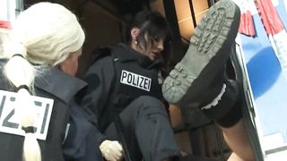 German strapon police fuck