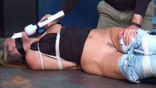 blonde in jeans bondage and vibed