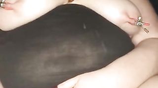 Fat Girl Gets Double Penetration Toys and Nipple Torture