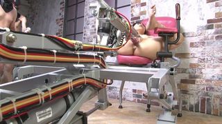 Petite Japanese brunette gets pounded by a fuck machine