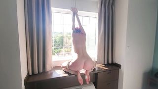 Emo Goth Teen Tied up and Fucked in Hotel Window