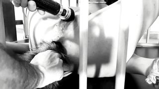 My kitty love to cum and squirt: Cage bondage for good kitty