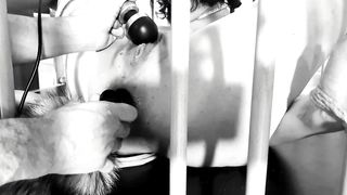 My kitty love to cum and squirt: Cage bondage for good kitty