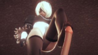Nier Automata 2B does Tremendous Footjob with her Stockings