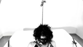 Clamped her tongue to her clit: Bondage Pussy Torture