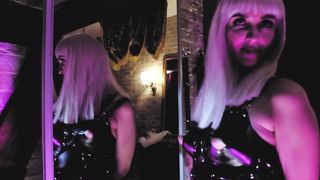 Hot Blonde Fetish Mistress Eva Latex Show Big Black Dildo Toy Dominatrix Domina Solo Kink Boots BDSM