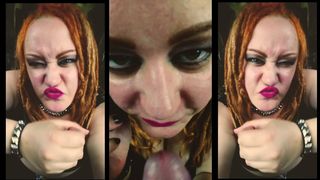 Talking to her Boyfriend on the phone while she sucks off hi