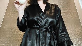 Dominatrix lets you drink milk from her feet