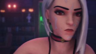 Halloween BDSM Animation Porno where Vampire Ashe giving BlowJob for Shemale Mercy