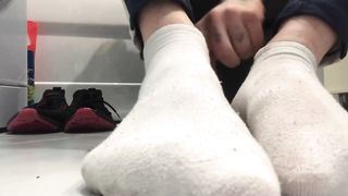 Laundry - Master's feet with and without socks, spitting on his feet, sneakers, cutting nails.