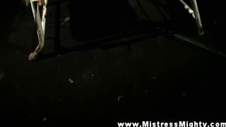 Tied down sub Dildo Drilled by LEZDOM Domina