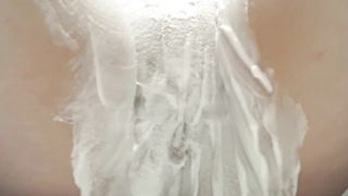 Full body shaving fetish in a foam bathtub - Izabell bdsm