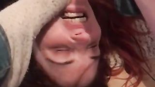 A submissive slut licks his dirty socks after work, sucks feet and gets orgasm from toeing her pussy