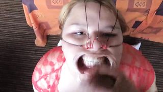 CUM ON FACE in FACIAL BONDAGE SCENE