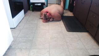 Day in the Life: slave Cleans Floor With Tongue Chained and Plugged (non-sexual lifestyle kink)