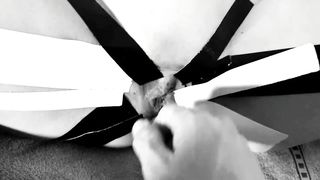 Kinktober day 22 - DUCK TAPE KINK: Intense orgasms and huge squirt with cock in her ass