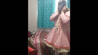 PVC Latex Sissy Cosplay does breathplay and vibrator, Card Sakura