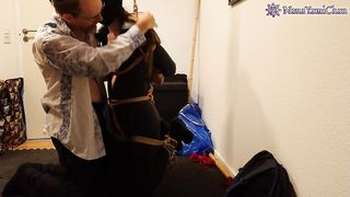 Tied on knees in leather