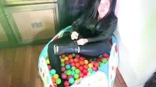 Dominatrix Mara ASMR Leather Pants, Jacket, Gloves + Boots in a Ball Pit [BDSM / Kink]