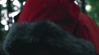 Little red riding hood caught by big cock wolf