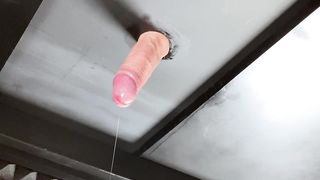 Massaging clients cock with a fuck sleeve (milking table) Loud stroking sounds with lots of cum.