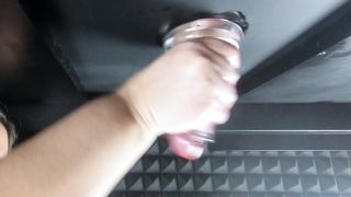 Massaging clients cock with a fuck sleeve (milking table) Loud stroking sounds with lots of cum.