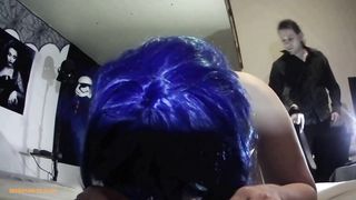 Sub slut painfully moaning and crying from belt spanking