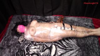 Mummified with electro and a vibrator struggling to orgasm