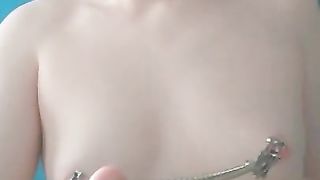 Spanking my pale tits