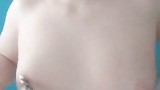 Spanking my pale tits