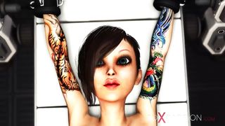 Sci-fi hardcore and a sexy cuffed hottie in the lab