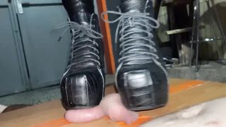 Hard cock trample and trampling with high heel boots
