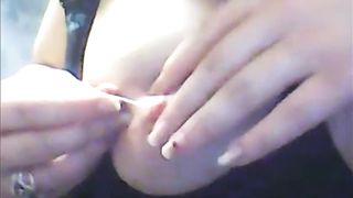 BDSM Nipple piercing breast torture needle play hardcore extreme big tits