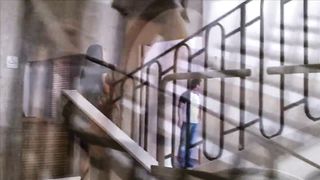 BDSM model Alex Zothberg walking in southern French town showing her perfect legs