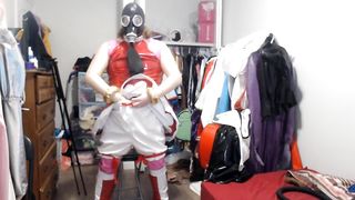 PVC Sissy Cosplay Amy Rose Gasmask Breathplay with Vibrator