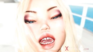 A nerdy boy with VR headset has passionate virtual sex with a hot young blonde on a luxury yacht