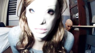 Emily's Masks Pt4! Female mask Emily unmasks from her kigurumi mask Celli! Masks in her doll mask!