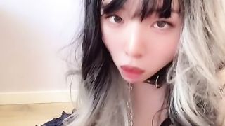 【女装】かわいい男の娘がご主人様に躾けられて恥ずかしい芸を披露する。服従のポーズで見せつけオナニー/femboy가 남편에게 주저하고 부끄러운 예술을 선보인다